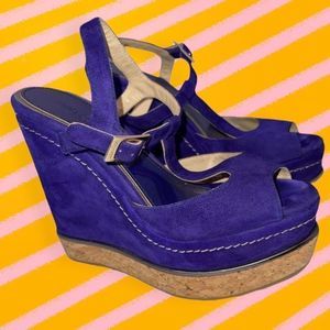 Jimmy Choo Authentic Suede Wedges Purple Size 36.5 So Gorgeous!